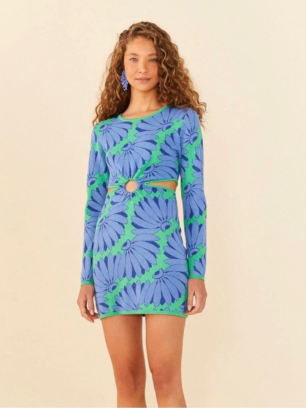 NWT FARM Rio Green Copacabana Mini Knit Dress